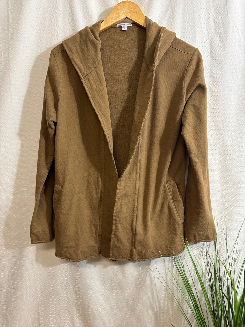 Standard James Perse Brown tan Hooded Open Cardigan